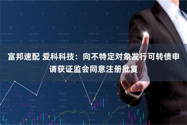 富邦速配 爱科科技：向不特定对象发行可转债申请获证监会同意注册批复